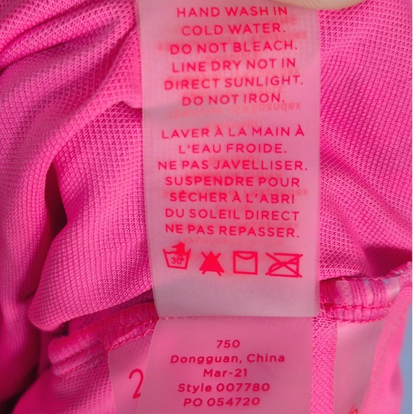 Lilly Pulitzer Delphie one-piece blue pink leopard spot print swimsuit womens 2 - Picture 12 of 13